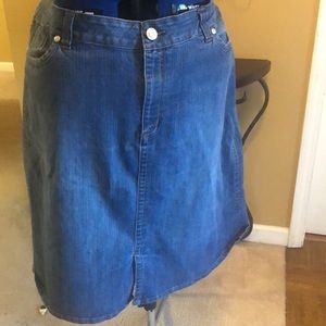 Ashley Stewart Denim Skirt w/ Front Split
